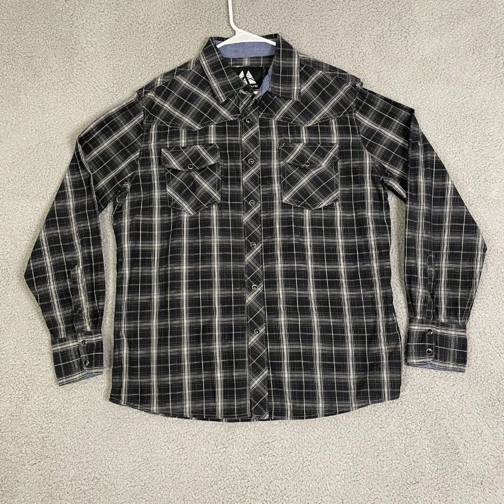 Massive Shirt Mens L Black Pearl Snap Casual Long Sleeve Western Button Down